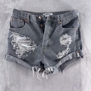 One x One Teaspoon‎ Outlaws Denim Shorts Womens Size 25 Gray Distressed Cutoff